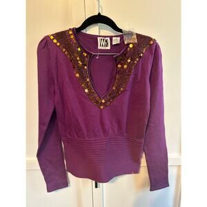 WR Studio Silk Blend Sequin Blouse Medium NWT
